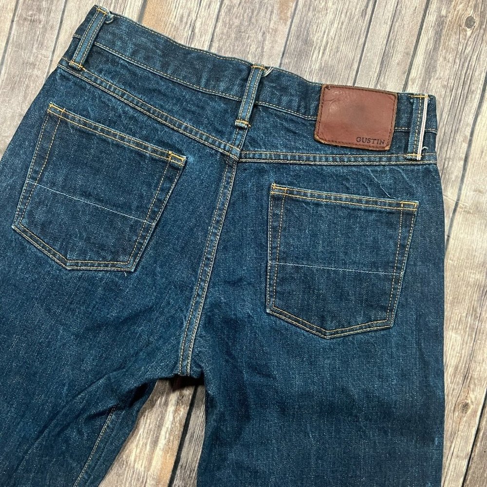 Gustin California Straight Selvedge Jeans Sz 31x33 Blue Denim Button Fly Mens - Picture 4 of 10
